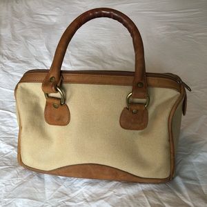 Vintage Gokey Leather & Canvas Handbag